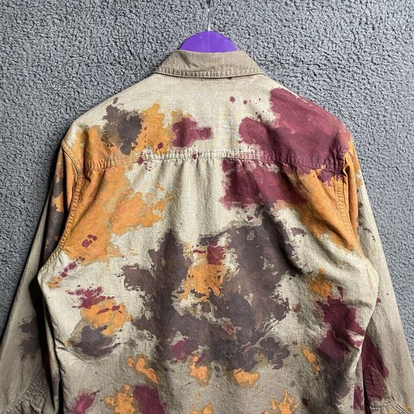 PRPS Shirt Men Large Paint Splatter Acid Wash Pockets Long Sleeve Button Up - Picture 13 of 16